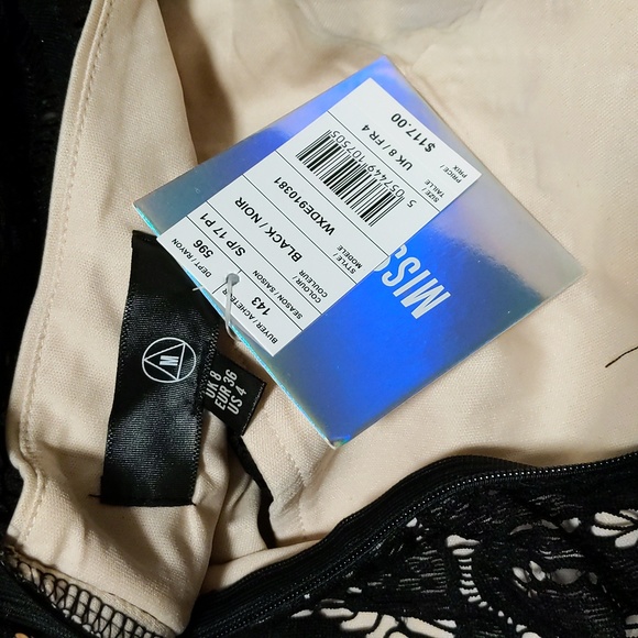 Missguided Black Lace Overlay High Neck Midi Cocktail Dress - Picture 4 of 7